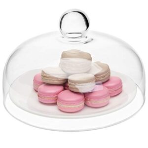mygift 8.7 inch round glass cake dome cover, pastry display cloche with knob handle, cake stand lid