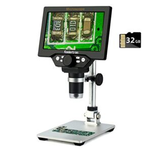 koolertron 7" lcd digital microscope with 32g tf card,12mp 1-1200x magnification handheld usb microscope camera,8 led light,rechargeable battery microscope for coins/plant/insect/rock/pcb soldering