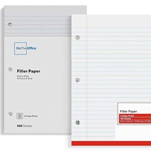 1InTheOffice College Ruled Filler Paper 5.5 x 8.5 Mini Binder Filler Paper, White, 100 Sheets/Pack