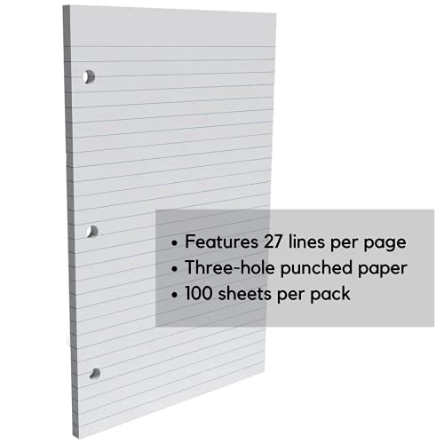 1InTheOffice College Ruled Filler Paper 5.5 x 8.5 Mini Binder Filler Paper, White, 100 Sheets/Pack