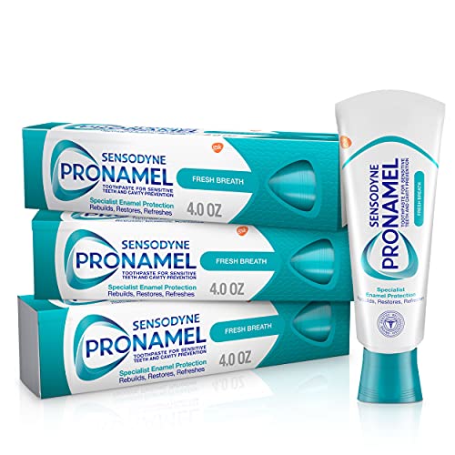 Sensodyne Pronamel Fresh Breath Enamel Toothpaste for Sensitive Teeth, to Reharden and Strengthen Enamel, Fresh Wave - 4 Ounces (Pack of 3)