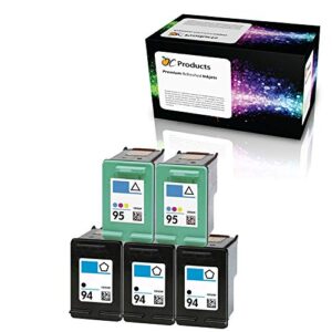 ocproducts refilled ink cartridge replacement for hp 94 and hp 95 for officejet 150 100 h470 7410 7310 7210 deskjet 460 psc 1610 2355 (3 black 2 color)
