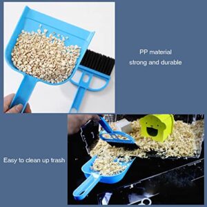 SEIS 3 Pack Hamster Mini Dustpan and Broom Set Guinea Pig Classical Besom Chinchillas Sweeper Cavy Cage Clean Hedgehogs Scooper for Small Animal (Blue)