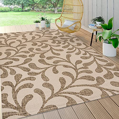 JONATHAN Y SMB117A-3 Vine All Over Indoor Outdoor Area-Rug Bohemian Coastal Easy-Cleaning Bedroom Kitchen Backyard Patio Non Shedding, 3 X 5, Brown/Beige