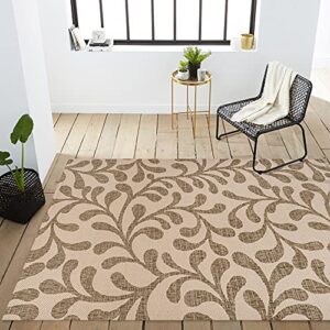 JONATHAN Y SMB117A-3 Vine All Over Indoor Outdoor Area-Rug Bohemian Coastal Easy-Cleaning Bedroom Kitchen Backyard Patio Non Shedding, 3 X 5, Brown/Beige