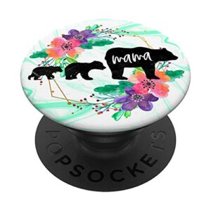mama bear mom gift phone holder - 2 cubs kiddo mom popsockets popgrip: swappable grip for phones & tablets