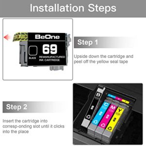 BeOne T69 Ink Cartridges Remanufactured Replacement for Epson 69 T069 5-Pack to Use with Stylus NX100 NX110 NX215 NX300 NX400 NX415 NX510 NX515 Workforce 30 40 310 500 600 610 615 (2BK 1C 1M 1Y)