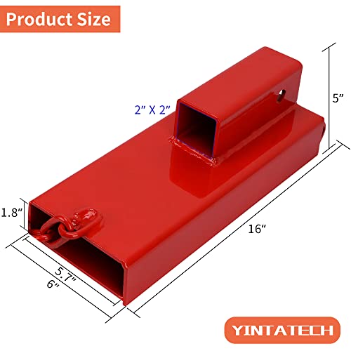 YINTATECH Forklift Hitch Receiver 2” Insert Pallet Forks Trailer Towing Adapter with Safety Chain