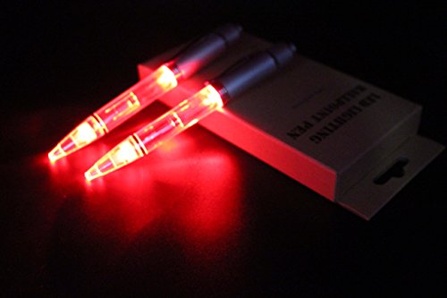 4PCS PACK LED Light up Ballpoint Pen 2 in 1 LED Pen light - Glowing ballpoint pen Lighting in the Dark for Writting&Reading (4PCS, WHITE/RED/BLUE/GREEN)