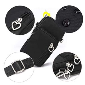 Outdoor Sweat-Proof Running Armbag Cross-Body Shoulder Casual Wallet Purse Crossbody Bag Gym Fitness Cell Phone Key Holder for iPhone 13 12 Pro Max Xs Max/Xr,Galaxy Note 10,Huawei P30 Pro,Black