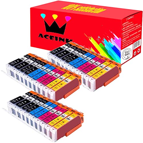 AceInk 30 Pack Compatible with Canon PGI-250 CLI-251 PGI-250XL CLI-251XL Ink Cartridge for PIXMA iP8720 PIXMA MG6320 PIXMA MG6620 PIXMA MG7120 PIXMA MG7520 Inkjet Printers (6Large BK+6BK+6C+6M+6Y)