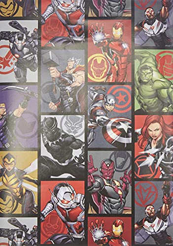 Boys Superhero Wrapping Paper - Marvel Hero Wrapping Paper - Boys Marvel The Avengers Blue Wrapping Paper Sheets - Wrapping Paper for Kids - Wrapping Paper for Boys