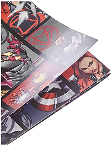 Boys Superhero Wrapping Paper - Marvel Hero Wrapping Paper - Boys Marvel The Avengers Blue Wrapping Paper Sheets - Wrapping Paper for Kids - Wrapping Paper for Boys