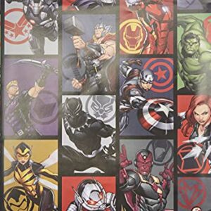 Boys Superhero Wrapping Paper - Marvel Hero Wrapping Paper - Boys Marvel The Avengers Blue Wrapping Paper Sheets - Wrapping Paper for Kids - Wrapping Paper for Boys