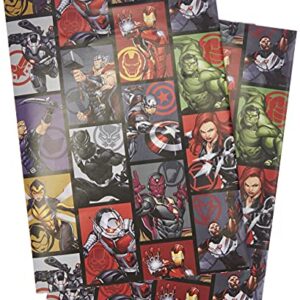 Boys Superhero Wrapping Paper - Marvel Hero Wrapping Paper - Boys Marvel The Avengers Blue Wrapping Paper Sheets - Wrapping Paper for Kids - Wrapping Paper for Boys