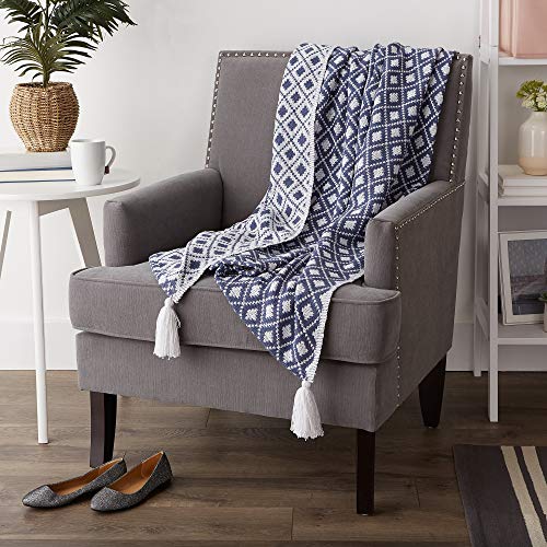 DII French Blue Diamond Lattice Throw, 50x60