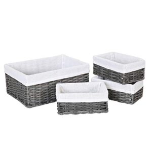 hosroome handmade wicker baskets for organizing storage basket set woven decorative organizing nesting baskets for bedroom bathroom(set of 4,grey)