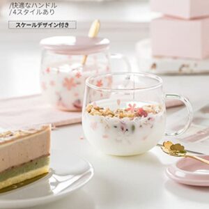 ZRAGEK Sakura Cup, Creative Sakura Mug, Cute Heat-resistant Cup, Transparent Cup, Borosilicate Glass Coffee Cup,Gift(Color : Pink B, Size : 3 Piece Set)