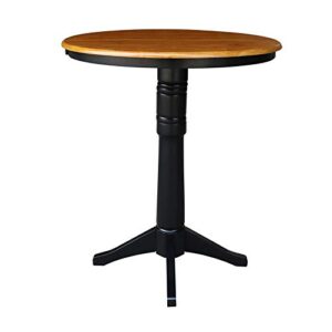 International Concepts 36" Round Top Pedestal Table with 12" Leaf-40.9" H-Dining, Counter, or Bar Height, Black/Cherry
