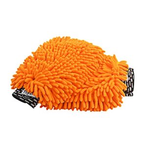 tiikeri premium car wash mitt 2pks 10.2x8.3” super car wash kit exterior care products microfiber chenille wash mitt scratch free (orange)