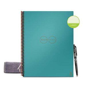 rocketbook smart resuable notebook, core letter size spiral notebook, neptune teal, lined, (8.5" x 11")