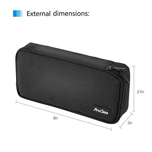 ProCase Pencil Bag Pen Case, Large Capacity Students Stationery Pouch Pencil Holder Desk Organizer with Double Zipper, Portable Pencil Pouch for School Office Supplies -Black