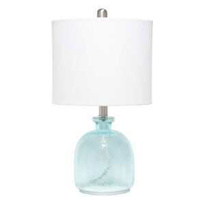 elegant designs lt3335-cbl textured glass table lamp, clear blue