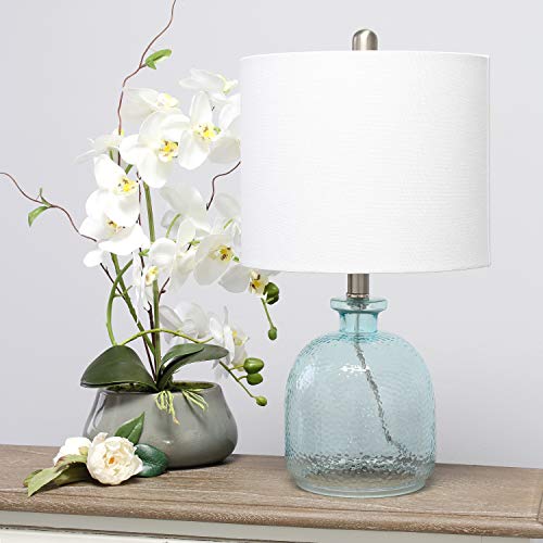 Elegant Designs LT3335-CBL Textured Glass Table Lamp, Clear Blue