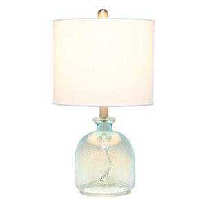 Elegant Designs LT3335-CBL Textured Glass Table Lamp, Clear Blue