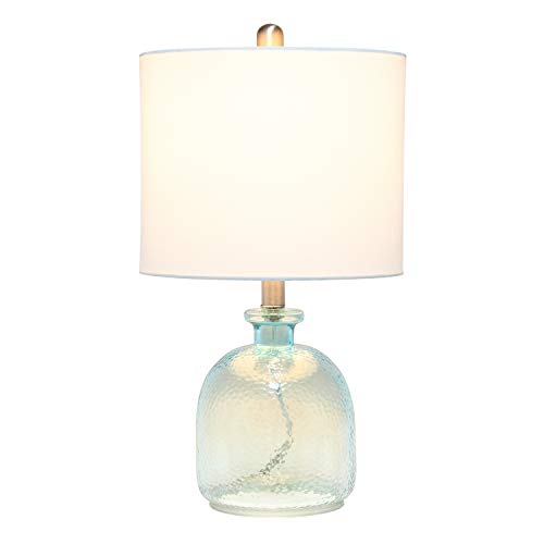 Elegant Designs LT3335-CBL Textured Glass Table Lamp, Clear Blue