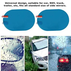 Qiilu 2 Pieces Car Rearview Mirror Film, Rainproof Waterproof Mirror Film Anti Fog Film Blind Spot Mirror for Car Rear View Mirrors Side Windows Oval 100 x 150mm