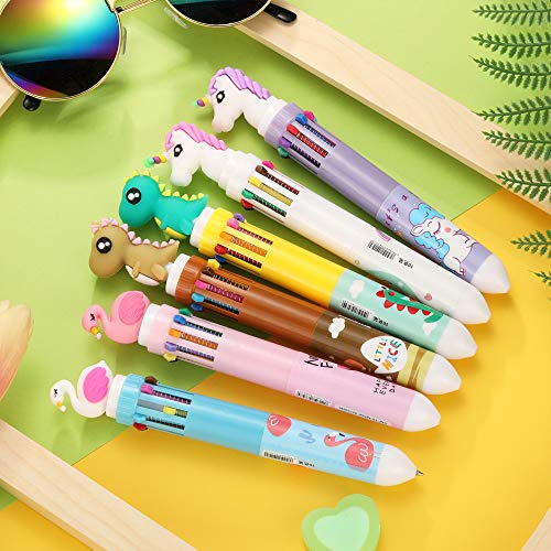 12 Pieces Unicorn Pen Shuttle Pens 10-in-1 Retractable Ballpoint Pen for Office School Supplies Party Gifts