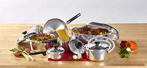 IMUSA USA Heavy Duty 13-Piece Cast Aluminum Cajun Cookware Set, Silver