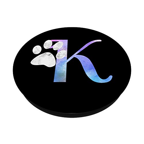 Letter K watercolor cat, dog paw monogram, initial K PopSockets PopGrip: Swappable Grip for Phones & Tablets