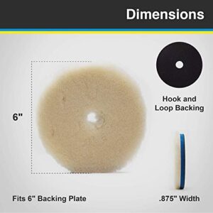 Lake Country Low-Lint Wool Pad, 1/2" Prewashed Knitted Lambswool with 3/8" Foam with Interface, 6"