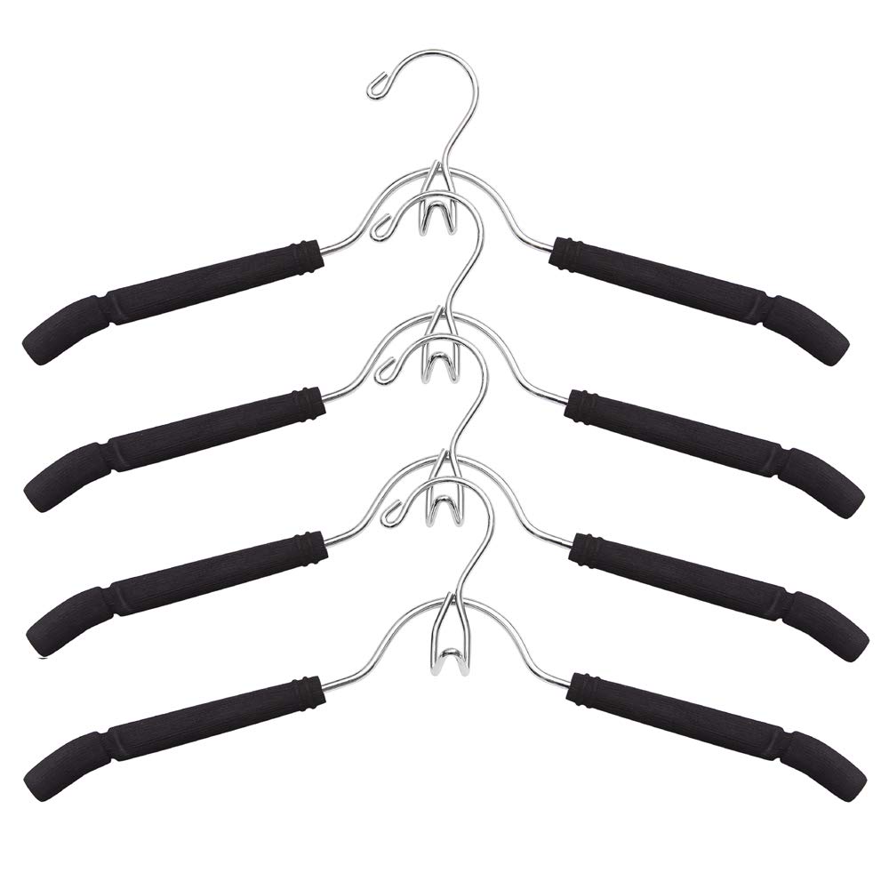 Curious Fish 4PCS Standard Hangers Skirt hangers hooker design heavy duty durable space saving Closet Hanger Multi-layer Skirt Tie Hanger Non-Slip Organiser Jeans Slack Clothes rack pants Coat Garment