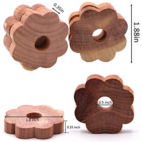 Venxic Cedar Rings for Hangers Red Cedarwood Blocks Clothes Storage Freshener Drawers Accessories [40 Pack]