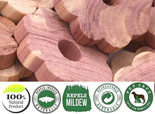 Venxic Cedar Rings for Hangers Red Cedarwood Blocks Clothes Storage Freshener Drawers Accessories [40 Pack]