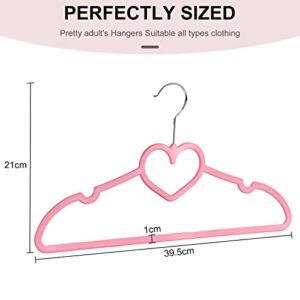 Plastic Hangers, Heavy Duty Clothes Hanger for Adults, Heart Hangers with 360 Degree Swivel Hook for Coat Jackets, Pants, Shirts, T-Shirts, Dresses Clothes Hanger (10 Pack - Pink)