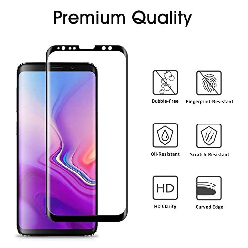 OTAO Galaxy S9 Plus Screen Protector Tempered Glass (2 Pack), 3D Curved Dot Matrix [Full Screen Coverage] Glass Screen Protector for Samsung Galaxy S 9 Plus with Installation Tray [Case Friendly]