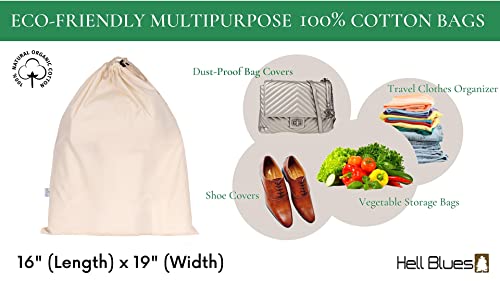 Food Grade Cotton Fabric Bags 4-Pack Reusable - Organic Storage Bulk Bags - Produce Drawstring Muslin Bags - Reusable Natural Cloth Flour Sack Bags - Grain Bags -19 x 16 inches