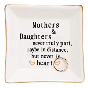 home smile mother gifts from daughter,daughter birthday gift from mother, ring trinket dish jewelry tray -mothers and daughters never truly apart, maybe in distance but never in heart