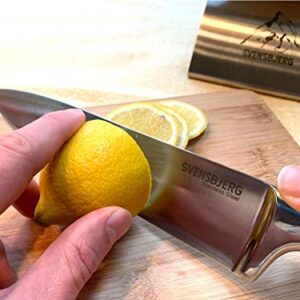 SVENSBJERG Kitchen Knives Set with Block, Professional Kitchen Knives, Cooking Knives, Sharp, Stainless Steel, Chef Knife, Bread Knife, Paring Knife, Slicing Knife, Utility Knife | SB-MB101-KS101