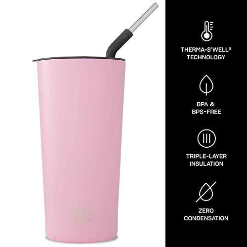 S'ip by S'well Stainless Steel Takeaway Tumbler - 24 Fl Oz - Pink Punch - Double-Layered Vacuum-Insulated Travel Mug Keeps Coffee and Drinks Cold for 16 Hours and Hot for 4 - BPA-Free Water Bottle