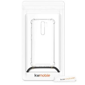 kwmobile Crossbody Case Compatible with Xiaomi Redmi Note 8 Pro Case - Clear TPU Phone Cover w/Lanyard Cord Strap - Black/Transparent