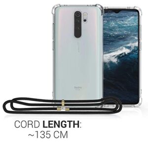 kwmobile Crossbody Case Compatible with Xiaomi Redmi Note 8 Pro Case - Clear TPU Phone Cover w/Lanyard Cord Strap - Black/Transparent