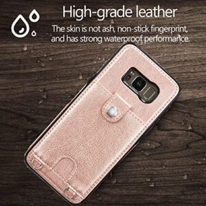 DEFBSC Samsung Galaxy S8 Plus Crossbody Wallet Case,Premium Leather Case with Detachable Adjustable Crossbody Strap and Credit Card Slots for Samsung Galaxy S8 Plus 6.2 Inch-Rose Gold