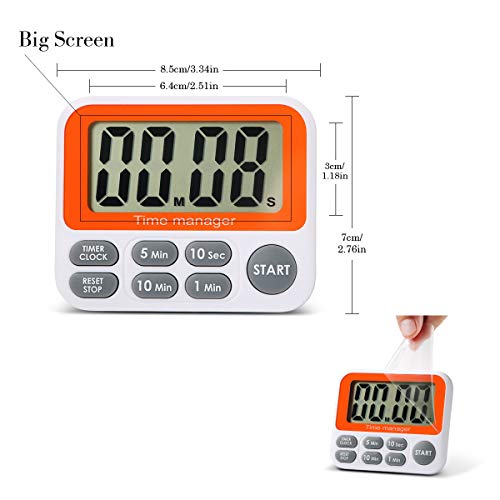 Digital Countdown Kitchen Timer - AIMILAR Count Up Down Magnetic Timer Clock with Loud Alarm Fast Setting for Cooking Baking Gym Students