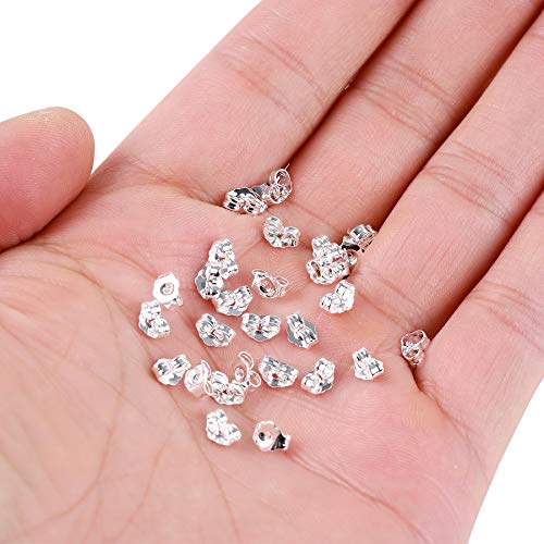 SANNIX 30pcs/15 Pairs 925 Sterling Silver Earring Backs Replacement Secure Ear Lockings