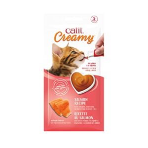 catit creamy lickable cat treat – hydrating and healthy treat for cats of all ages - salmon, 5-pack